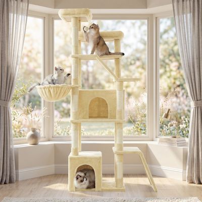 FEANDREA Grand Arbre à Chat, Griffoir Robuste pour Multi-Chats