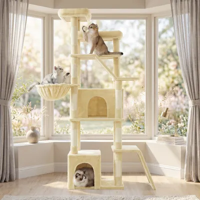 FEANDREA Grand Arbre à Chat, Griffoir Robuste pour Multi-Chats