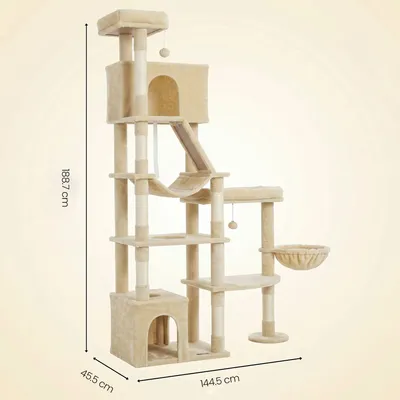 FEANDREA Arbre à Chat 6 Niveaux avec Griffoir,105 x 45 x 188 cm Beige FEANDREA Arbre à Chat 6 Niveaux avec Griffoir,105 x 45 x 188 cm Beige