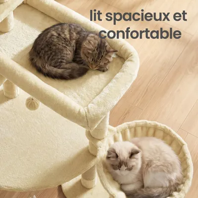FEANDREA Arbre à Chat 6 Niveaux avec Griffoir,105 x 45 x 188 cm Beige FEANDREA Arbre à Chat 6 Niveaux avec Griffoir,105 x 45 x 188 cm Beige