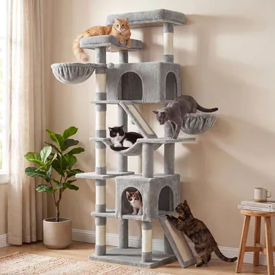 FEANDREA Grand Arbre à Chat, Griffoir Robuste pour Multi-Chats