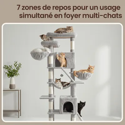 FEANDREA Grand Arbre à Chat, Griffoir Robuste pour Multi-Chats