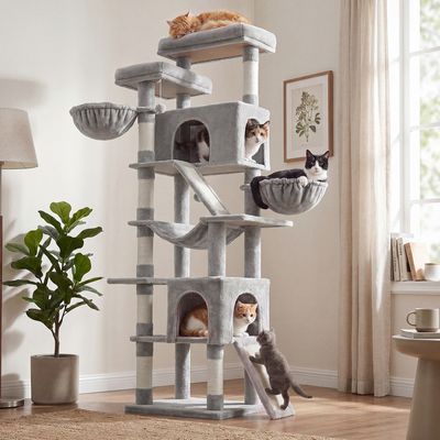 FEANDREA Grand Arbre à Chat, Griffoir Robuste pour Multi-Chats