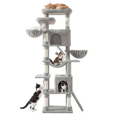 FEANDREA Grand Arbre à Chat, Griffoir Robuste pour Multi-Chats