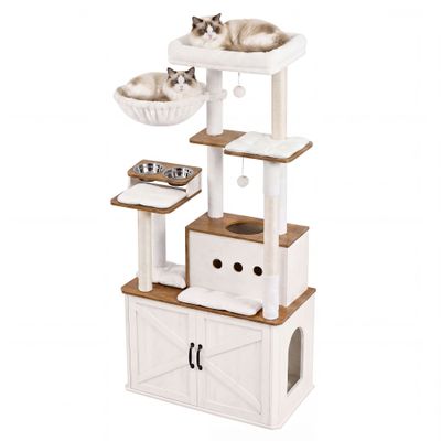 FEANDREA Arbre à Chat de 170 cm de Haut, Niche, Meuble Cache-Litière