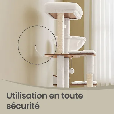 FEANDREA Arbre à Chat de 170 cm de Haut, Niche, Meuble Cache-Litière
