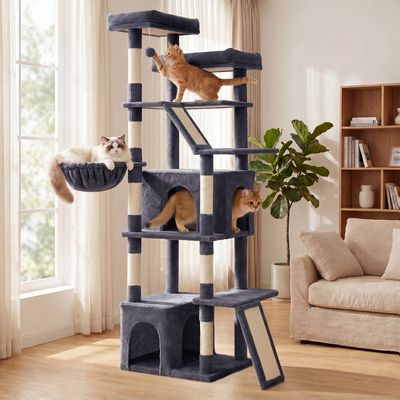 FEANDREA Grand Arbre à Chat, Griffoir Robuste pour Multi-Chats
