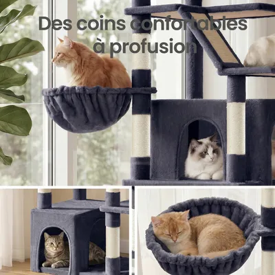 FEANDREA Grand Arbre à Chat, Griffoir Robuste pour Multi-Chats