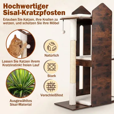 GIANTEX Kratzbaum XXL 120 cm, 3 Ebenen, Sisal, Waschbares Kissen, 2 Bälle GIANTEX Kratzbaum XXL 120 cm, 3 Ebenen, Sisal, Waschbares Kissen, 2 Bälle