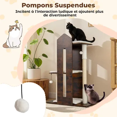 GIANTEX Arbre à Chat XXL 120 cm,3 Plat,Sisal,Coussin Lavable,2 Balles