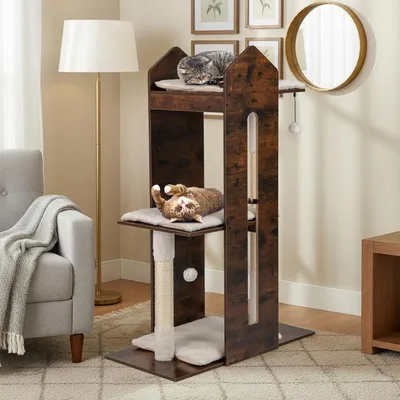 GIANTEX Arbre à Chat XXL 120 cm,3 Plat,Sisal,Coussin Lavable,2 Balles