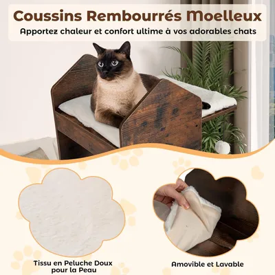 GIANTEX Arbre à Chat XXL 120 cm,3 Plat,Sisal,Coussin Lavable,2 Balles