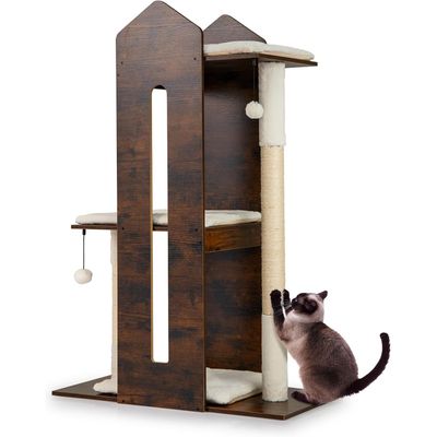 GIANTEX Arbre à Chat XXL 120 cm,3 Plat,Sisal,Coussin Lavable,2 Balles