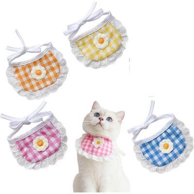 HausPets lot 4 bavoirs coton dentelle rose chien chat