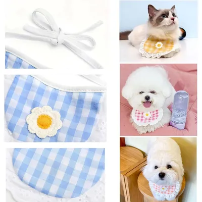 HausPets lot 4 bavoirs coton dentelle rose chien chat