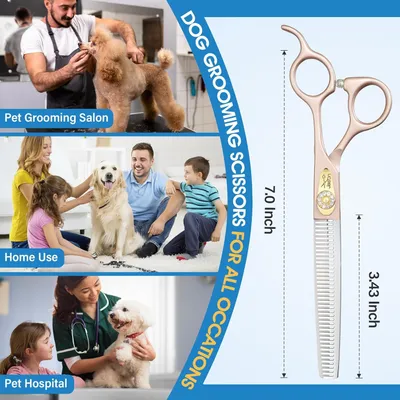 HausPets Ciseaux Effileurs Chien 40 Dents Acier 440C 7" Or Rose HausPets Ciseaux Effileurs Chien 40 Dents Acier 440C 7" Or Rose