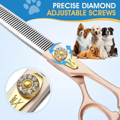HausPets Ciseaux Effileurs Chien 40 Dents Acier 440C 7" Or Rose HausPets Ciseaux Effileurs Chien 40 Dents Acier 440C 7" Or Rose