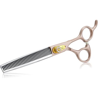 HausPets Ciseaux Effileurs Chien 40 Dents Acier 440C 7" Or Rose