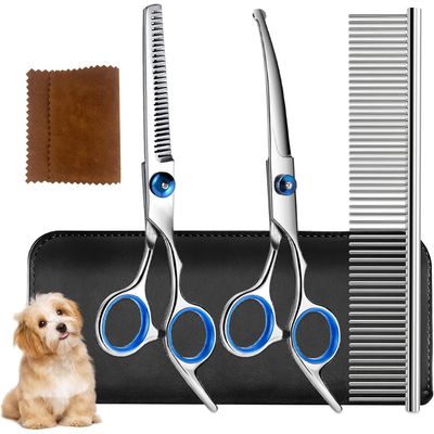 HausPets Kit Ciseaux Toilettage Chien Chat 5 en 1 Acier Inoxydable Sûr