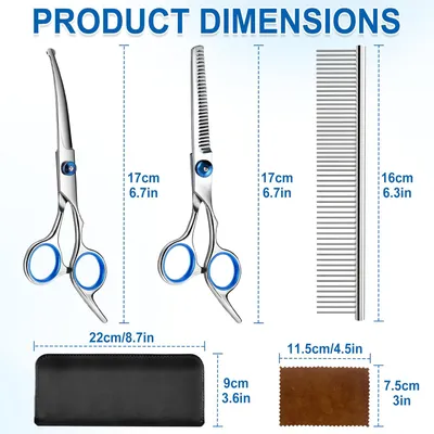 HausPets Kit Ciseaux Toilettage Chien Chat 5 en 1 Acier Inoxydable Sûr HausPets Kit Ciseaux Toilettage Chien Chat 5 en 1 Acier Inoxydable Sûr
