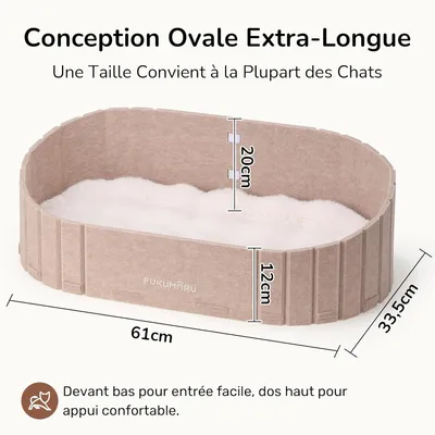 HausPets Katzenbett Sofa 61cm Filz Kunstfell Oval Camel