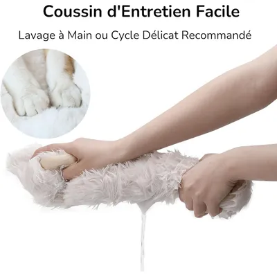 HausPets Lit Chat Canapé 61cm Feutre Fausse Fourrure Ovale Camel