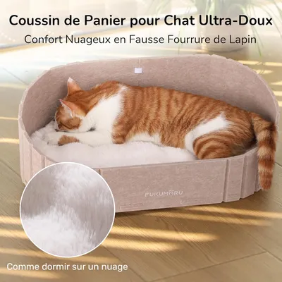 HausPets Katzenbett Sofa 61cm Filz Kunstfell Oval Camel
