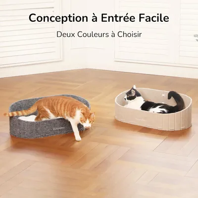 HausPets Lit Chat Canapé 61cm Feutre Fausse Fourrure Ovale Camel
