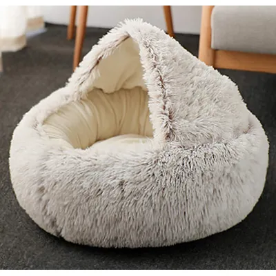 HausPets Anti-Stress Hunde Katzenbett Kuschelig 40cm Braun Rutschfest