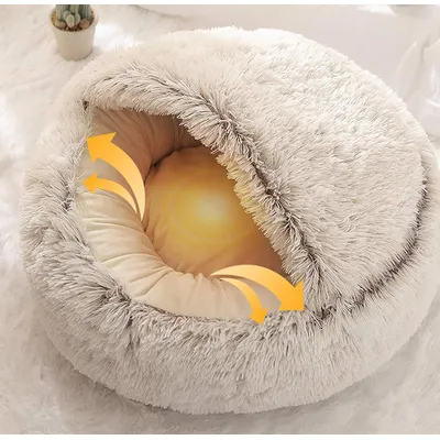 HausPets Anti-Stress Hunde Katzenbett Kuschelig 40cm Braun Rutschfest