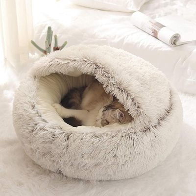HausPets Anti-Stress Hunde Katzenbett Kuschelig 40cm Braun Rutschfest