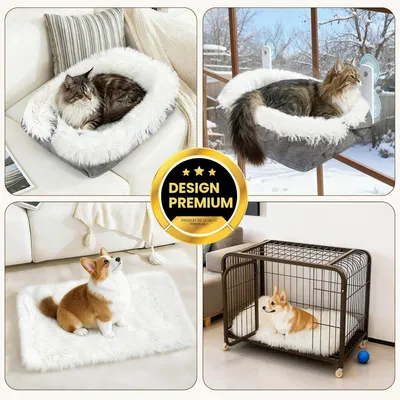 HausPets Lit Chat Chien 2en1 Pliable Couverture Doux 42x36cm Lavable