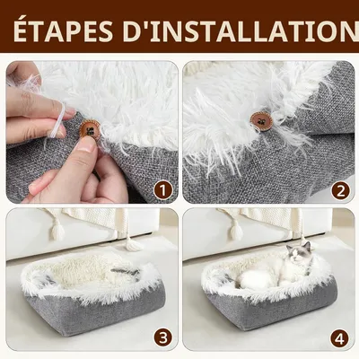 HausPets Lit Chat Chien 2en1 Pliable Couverture Doux 42x36cm Lavable