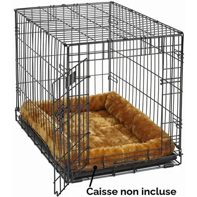 HausPets Lit Traversin Chien Chat 46cm Polaire Cannelle Pour Cage iCrate