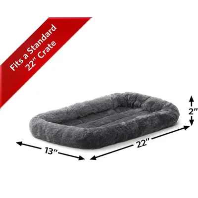 HausPets Lit Traversin Chien Chat 56cm Polaire Gris Pour Cage iCrate
