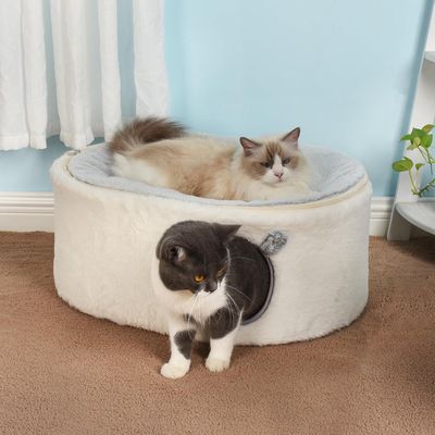 HausPets Cama elevada gatos 2 niveles, diseño cueva tipo iglú, 60x45x27cm