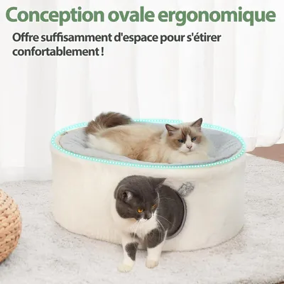 HausPets Lit Chat Surélevé 2 Niveaux Grotte Igloo 60x45x27cm Lavable