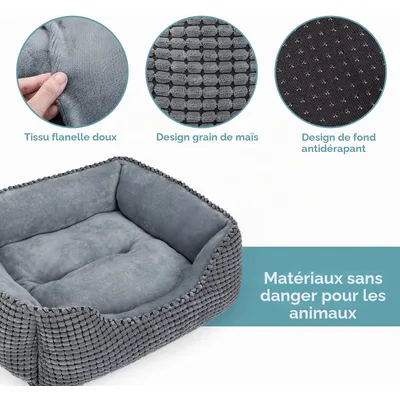 HausPets Panier Chien Chat Lavable Antidérapant Coussin Doux 51x48x15cm
