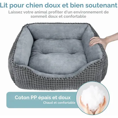 HausPets Panier Chien Chat Lavable Antidérapant Coussin Doux 51x48x15cm