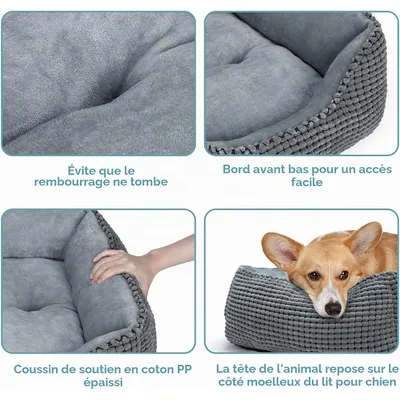 HausPets Panier Chien Chat Lavable Antidérapant Coussin Doux 51x48x15cm
