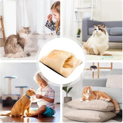 Sac de Couchage Chat Chien Nid Douillet Fermé Plaid Hiver 45x35cm