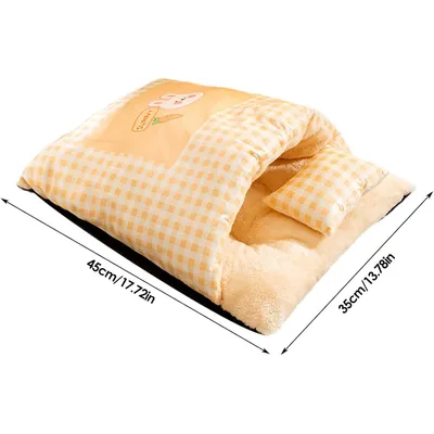 Sac de Couchage Chat Chien Nid Douillet Fermé Plaid Hiver 45x35cm