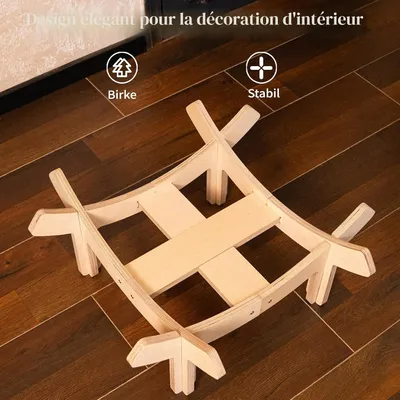 HausPets Lit Chat Design Pétale Bois Bouleau 55x55x32cm Gris