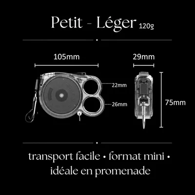 Laisse mini rétractable 3m 120g réfléchissante Laisse mini rétractable 3m 120g réfléchissante