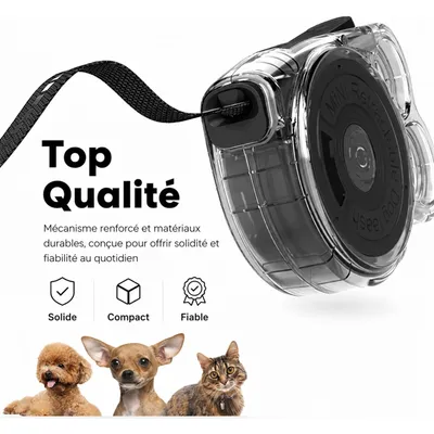 Laisse mini rétractable 3m 120g réfléchissante Laisse mini rétractable 3m 120g réfléchissante