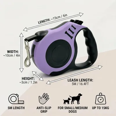 Laisse rétractable 5m 15kg violet Laisse rétractable 5m 15kg violet