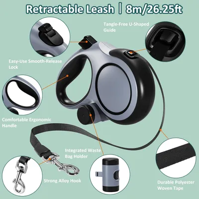 Laisse rétractable 8m 50kg verrouillage une main Laisse rétractable 8m 50kg verrouillage une main