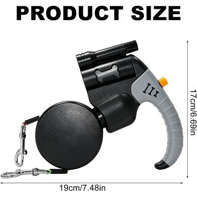 Laisse double rétractable 3m LED 360° 30kg