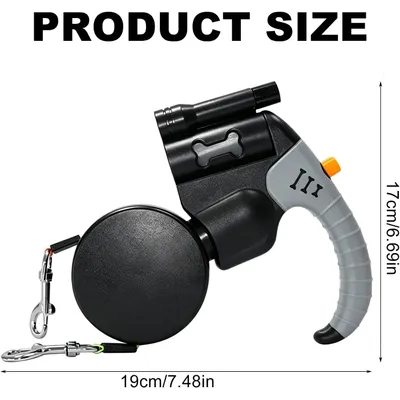 Laisse double rétractable 3m LED 360° 30kg Laisse double rétractable 3m LED 360° 30kg