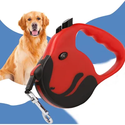 Laisse rétractable 5m 25kg rouge anti rayures Laisse rétractable 5m 25kg rouge anti rayures